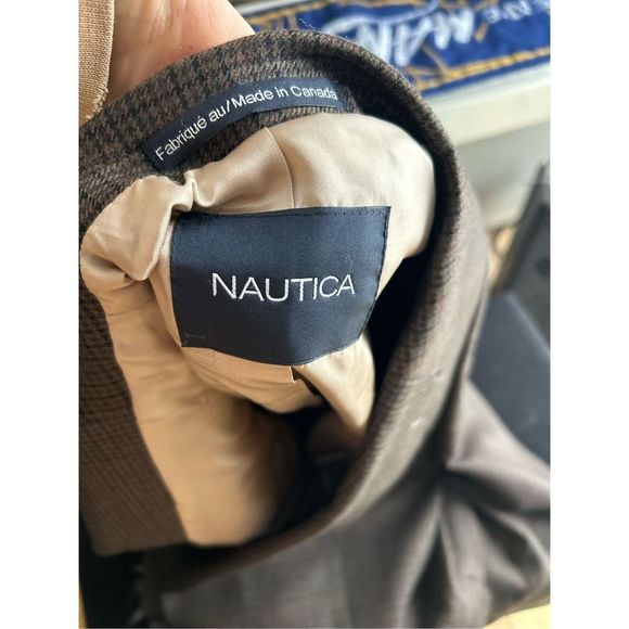 Nautica sports jacket suit plaid brown size 44R fully lined - Picture 4 of 16